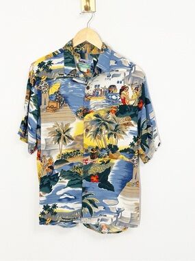 REYN SPOONER Vintage Hawaiian Shirt Button Up Size Mens Small EUC